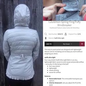 Lululemon Spring Fling Puffy Windbreaker